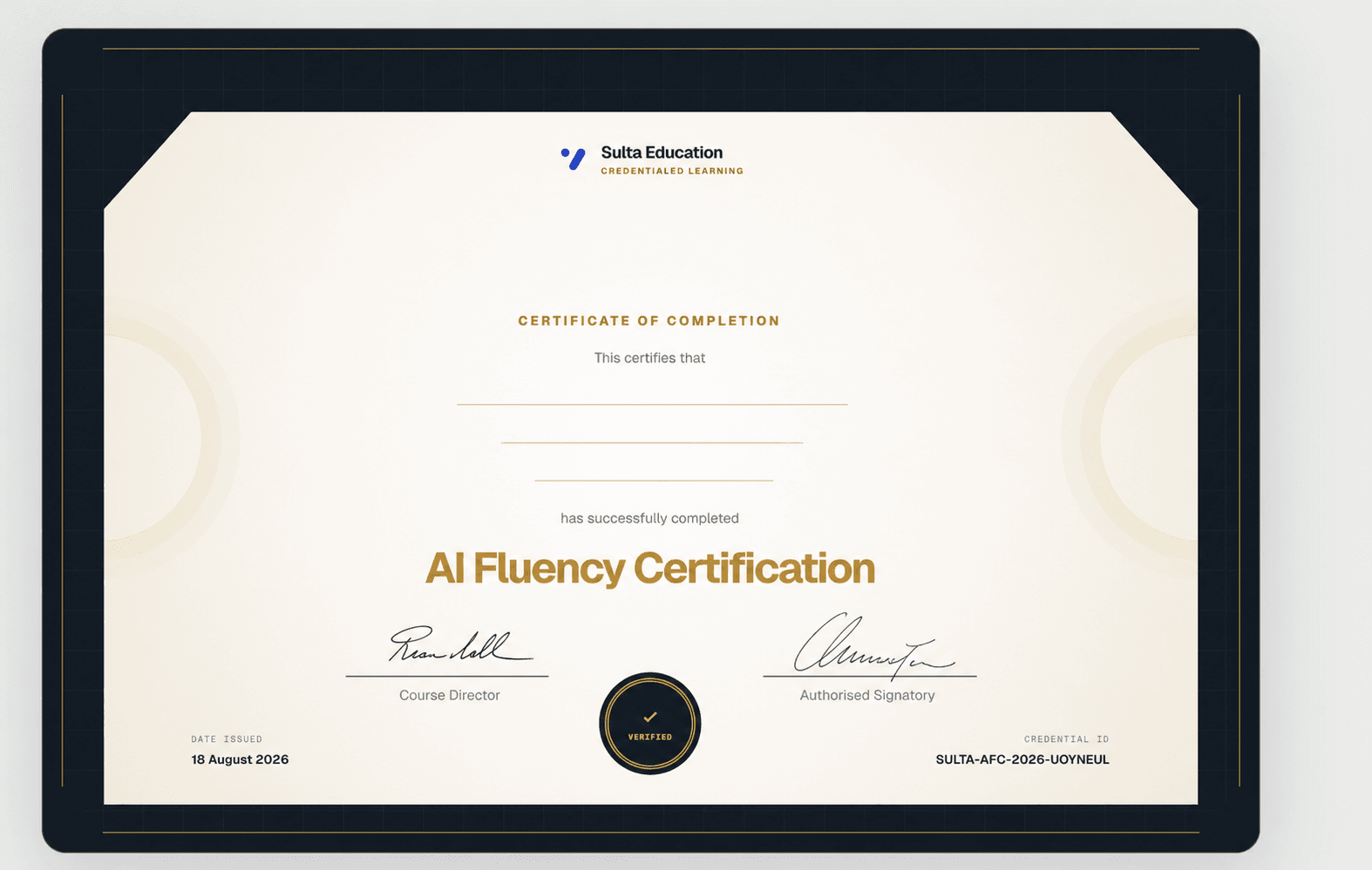 AI Fluency certificate of completion